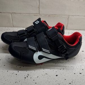 Peloton Bike Indoor Cycling Shoes Black Red With Cleats Women’s Size EU39 / US8